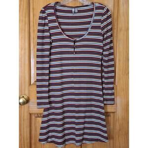 ASOS DESIGN Dress Women's 8 Striped Henley Ribbed Mini Y2K Style Lightweight